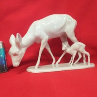 German, German Wallendorf with deer kid, porcelain figurine. 14 Cm.