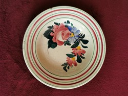 Hand-painted fischer emil wall plate with floral pattern