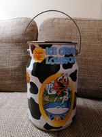 Ritka, igen nagy méretű (4,5 liter) Chupa Chups doboz, tejeskanna formájú, szép állapotban