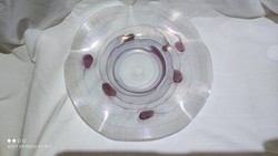 Üvegművészeti Poschinger irizáló üveg pompás asztal közép kínáló tál