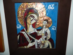 Béni Mária tűzzománc kép Szűz Mária Jézussal