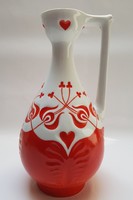 Zsolnay, gravure hand-painted water jug with a Hungarian floral design.