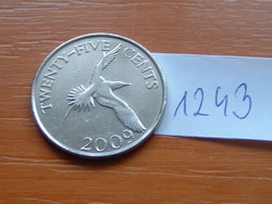 Bermuda 25 cents 2009 phaethon lepturus, white-tailed tropical bird # 1243