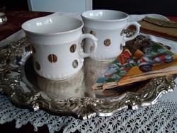 Zsolnay rare gold polka dot porcelain mugs from 1926-30!