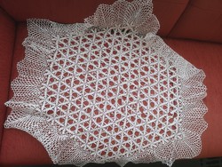 Beautiful, hexagonal, antique handmade lace tablecloth 95 cm