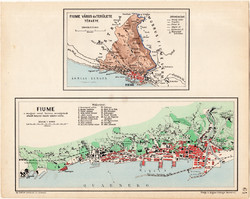 Fiume térkép 1904 (3), megye, Nagy - Magyarország, eredeti, Kogutowicz, város, kikötő, térképek