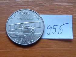 USA 25 CENT 1/4 DOLLÁR 2001 P (North Carolina), Réz-nikkellel futtatott réz, G. Washington #955