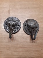 Gyönyörű antik oroszlános bronz/réz akasztó fogas pár