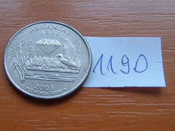 USA 25 CENT 1/4 DOLLÁR 2003 P (Arkansas) Réz-nikkellel futtatott réz, G. Washington #1190