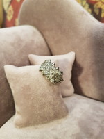 Antik ezüst gyűrű, markazitokkal