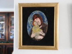 Nagy Gy. Margit : Szűz Mária a kisdeddel - tűzzománc kép