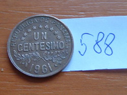 PANAMA 1 CENTESIMO 1961 Casa de Moneda de Mexico Bronz, U R R A C A #588