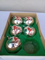 Retro, régi, csehszlovák, üveg karácsonyfadíszek eredeti dobozukban
