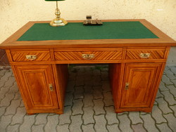 Dreamlike, antique, Art Nouveau, full thick walnut inlaid desk