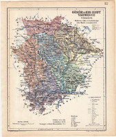 Map of Gömör and Kis-hont county 1904 (3), county, large - hungary, original, kogutowicz, atlas
