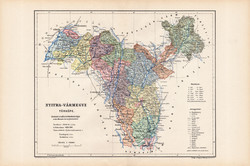 Nyitra vármegye térkép 1904 (3), megye, Nagy - Magyarország, eredeti, Kogutowicz Manó, atlasz