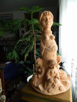 János Papp - motherhood - terracotta sculpture group