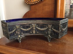 Silver-plated sideboard with glass insert