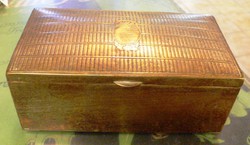 Antique jewelry holder with copper box can be monogrammed with wooden insert