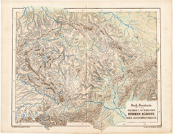 Bohémia, Morvaország, Szilézia térkép 1873, vaktérkép, eredeti, német, iskolai, atlasz, Kozenn