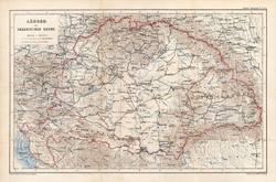 Map of Greater Hungary 1873, original, German, school, atlas, cozen, crown