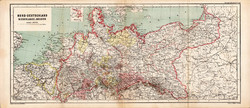 Észak - Németország térkép 1873, eredeti, német nyelvű, iskolai, atlasz, Kozenn, Hollandia, Belgium