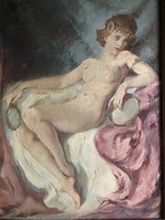Mária Szánthó (1879-1998) - sitting in a nude studio