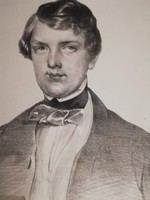 XIX.sz.férfi portré litográfia paszpartuban