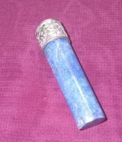 Silver fitting lapis lazuli cylinder pendant (antique Navajo fitting)