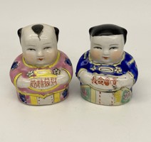 Hand painted chinese or japanese asian porcelain famille rose sculpture couple figurine figurines china japanese
