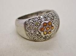 Nagyon szép iparművész ezüst gyűrű arany citrin és církónia kövekkel