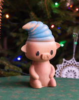 Retro toy - plastic raisin pig figurine, whistling rubber toy, rubber figure