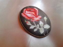 Antik ezüst bross porcelán betéttel,mester jellel