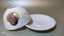 NYÁRI HANGULATHOZ Starlight biskvit porcelán mécsestartó cica macska képpel szecessziós mintával