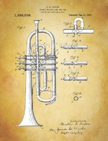 Régi trombita Enders 1920 klasszikus zenekari hangszerek szabadalmi rajzai, komolyzene, rézfúvósok