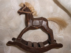 Christmas decoration. Vintage wooden rocking horse. 16Cm.