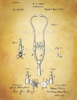 Old stethoscope stethoscope ford 1882 patent drawings of antique medical instruments, devices, mural
