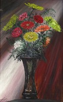 1G930 arable land i. Marked: bouquet of flowers in a crystal vase 1985