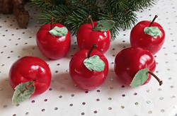 Retro műanyag alma karácsonyfa díszek 6db 5cm