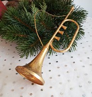 Retro műanyag hangszer karácsonyfa dísz 18cm