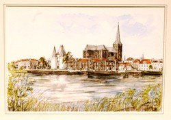 Camp from the other side of the river Ijssel - print - 43x55 cm