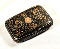 Xix. No. Niello - gold plated silver snuff box with historical pattern!