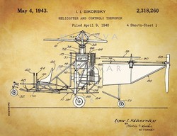 Sikorsky helicopter 1943 invention patent drawing flight story of World War II