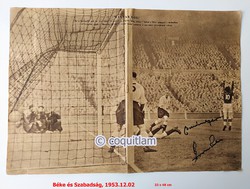 Aranycsapat 1953 angol-magyar eredeti újságkivágás dedikált Grosics, Buzánszky. Labda futball