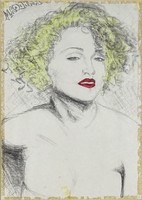 1G936 Retro keretezett Madonna ceruzarajz 57 x 45 cm
