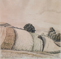Szántóföldek (1935, akvarell) Szepes Béla, Bánhidy Éva jelzéssel, 1930-as évek