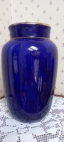 Antik Hollóházi kobalt kék -Szakmáry  váza, korának megfelelő állapotú, aranyozásnál  kissé kopottt