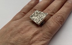 Designer rücskös sterling ezüst gyűrű, 19 mm. absztrakt