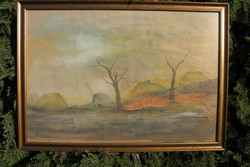 Piroska János (1894-1987)  - "Őszi táj" - akvarell