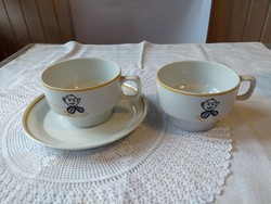 Hollóházi porcelán 2 csésze + 1 alj Grúz tea reklám